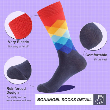 Mens Dress Socks Fun Funny Novelty Colorful Crazy Crew Dress Socks for Men 8-12