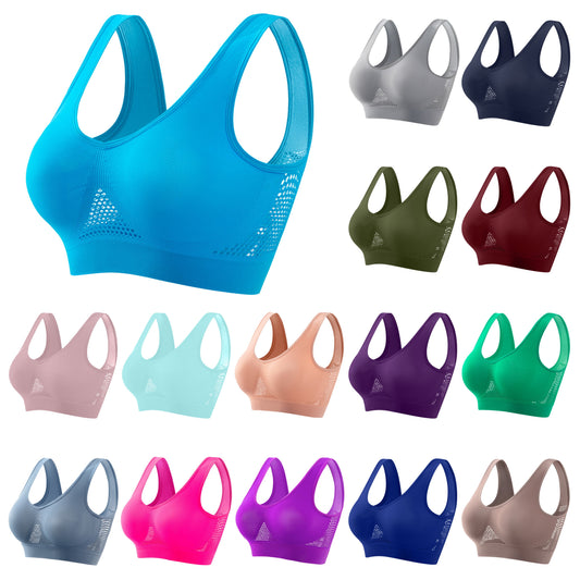 Sports Bras for Women plus Size Breathable Cool Lift up Air Bra Full Coverage Wireless Push up Bra Seamless Bralettes Sales Today Clearance Green L